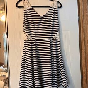 Poof Couture Navy and White Striped Dress